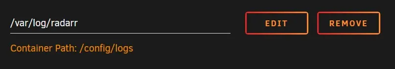 mapping a folder of logs from an appdata folder to /var/log